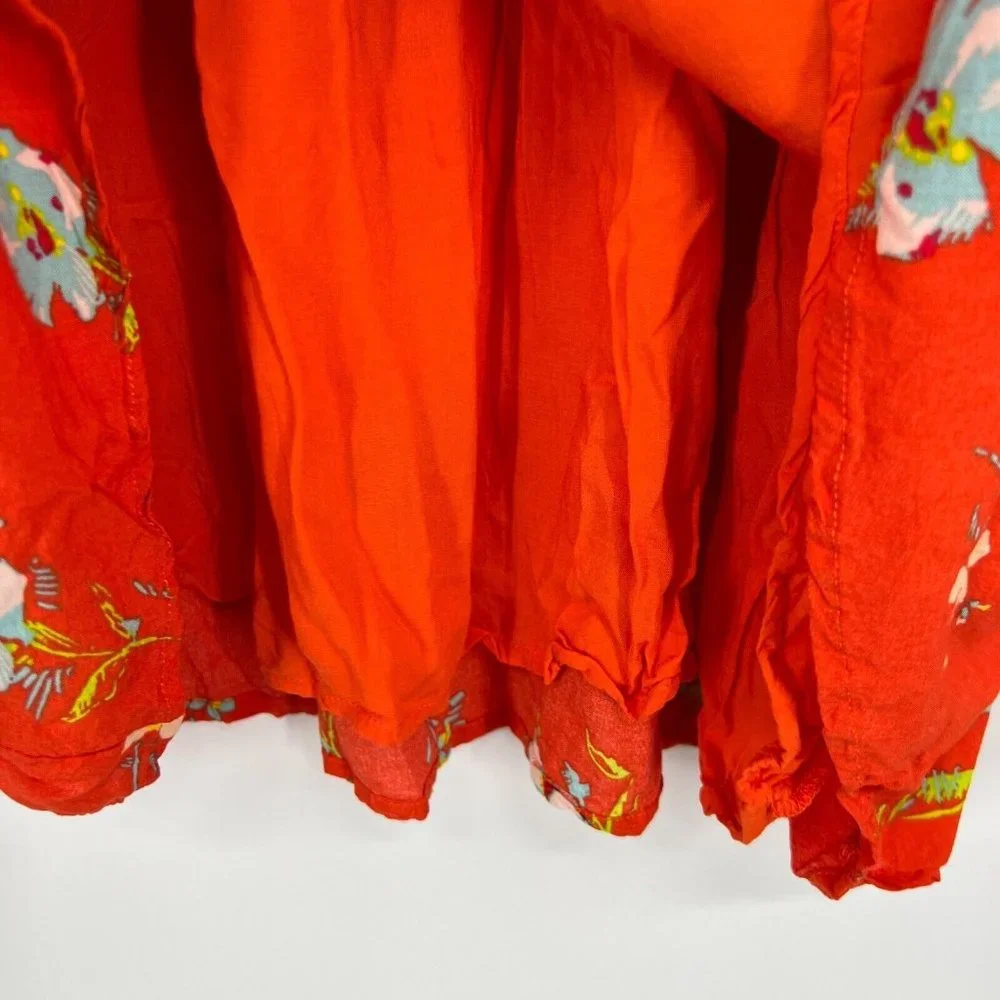 Free People Dress Greatest Day Smocked Button Down Orange Floral Mini